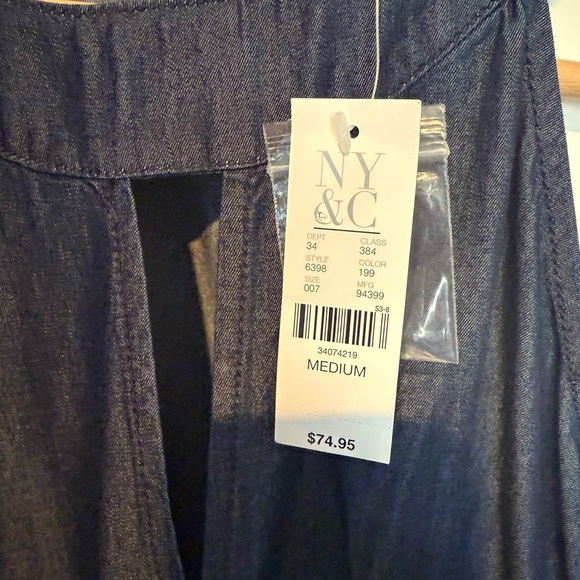 New York & Co Dress Women M Navy Sleeveless Pocket Cotton Sateen Long Maxi NWT - Picture 10 of 12